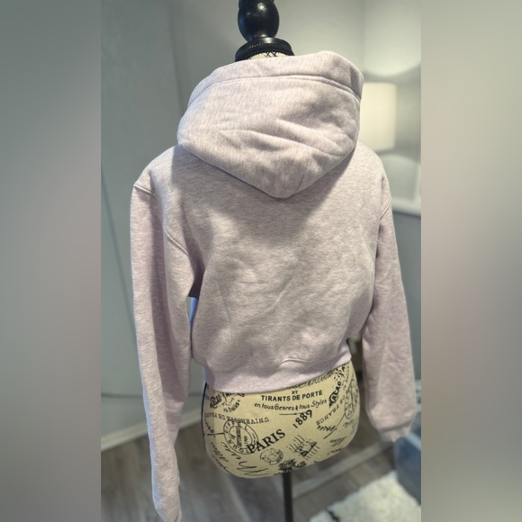 NWT SKIMS Cotton Fleece Cropped Zip-Up Hoodie-Purple Heather-Large - Picture 10 of 15